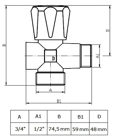 Zawór kulowy kątowy 3/4" Zawór kulowy kątowy 3/4"