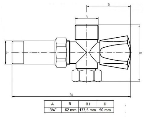 Eckventil mit Verlängerung 3/4" Eckventil mit Verlängerung 3/4"